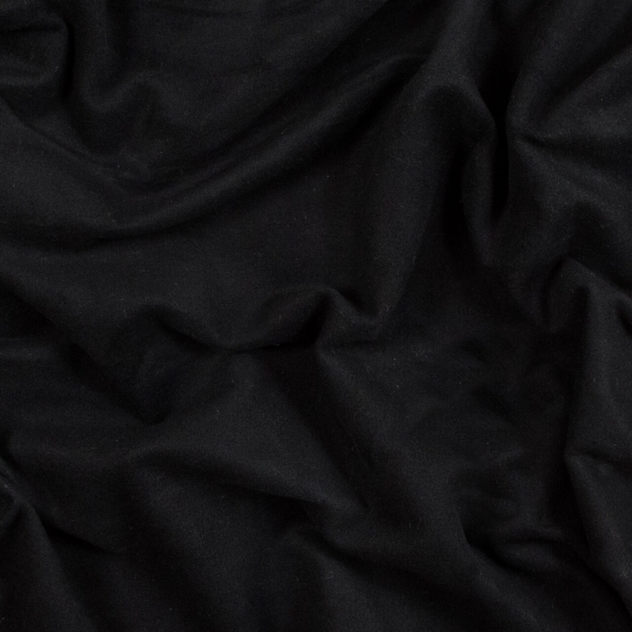 1 Yard Black Fleece Backed Stretch Cotton Knit Fabric Soft Solid Athleisure 68 inch Width